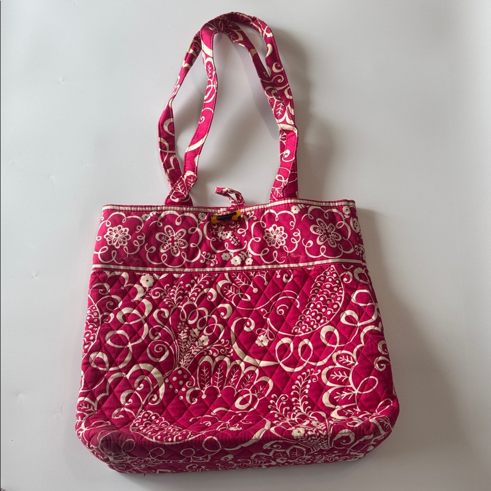 Vera Bradley twirly birds - Pink and White Quilted Tote Bag